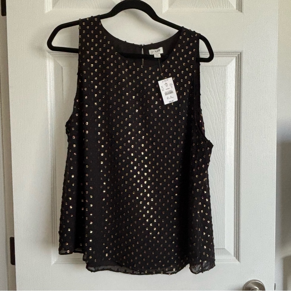 J. Crew Black and Gold Sleeveless Blouse